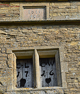 Dates on the south side of the west tower April 2015