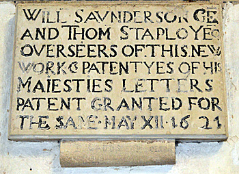 1621 plaque in the tower August 2016