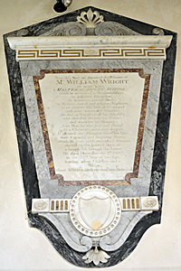 The memorial of William Wright in the north aisle May 2017