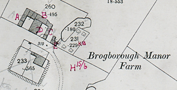 Brogborough Manor Farm annotated for the 1925 Rating and Valuation Act survey [DV2-C21]