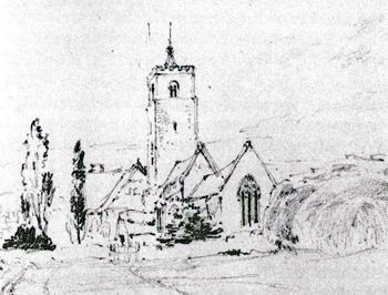 The church from the east by Bradford Rudge in 1840 [Z50-29-10]