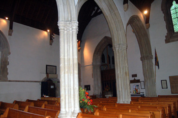 Looking south-west from the north aisle into the nave November 2009