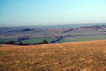 View towards Harlington from Sharpenhoe Clappers January 2012
