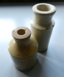 Doulton inkwells found in the grounds of the Old School House in the 1970s