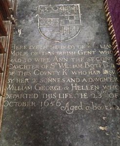 Tombstone of William Mole in the church