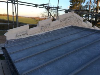 Zinc roof and embattlement restoration - copyright All Saints Little Staughton