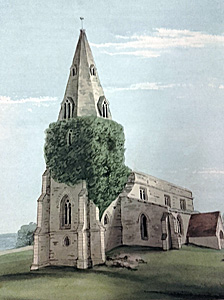 Chellington church from the south-west about 1815 [X707/1]