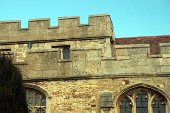 sundial on south wall of church February 2008