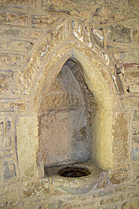 Piscina on the east wall of the north chapel February 2016