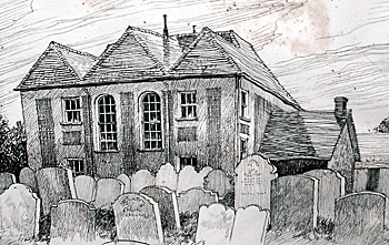 Drawing of the old Baptist chapel by Bernard West