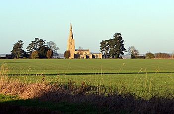 View from Colmworth Road north to the church January 2017