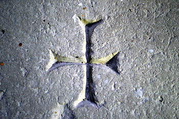 Cross carved into the altar March 2014