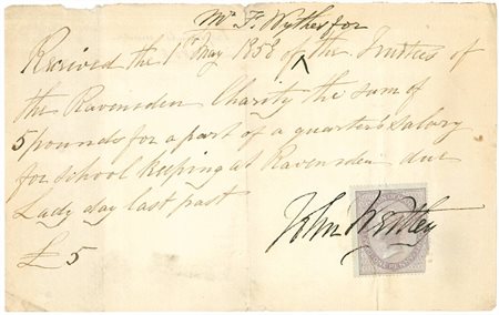 P89-25-7-receipt for schoolmaster salary 1 May 1858