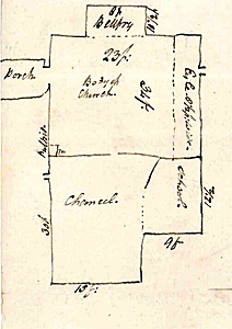 Plan of the church before 1800 [R4/534/20/4]